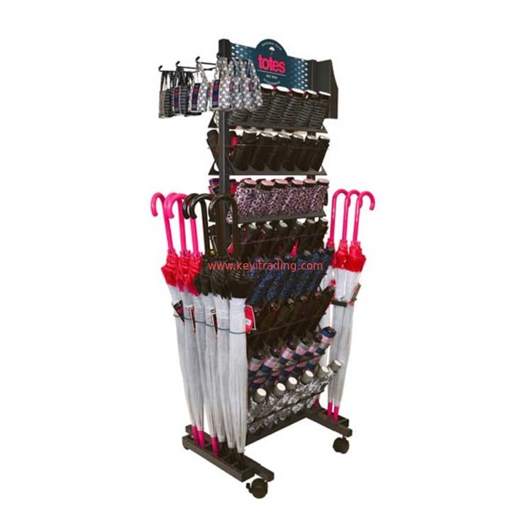 Customized Pop Pos Floor Stand Umbrella Display Rack For Retail Store