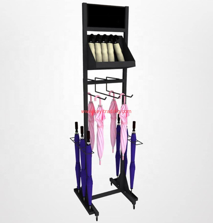 Modern POP Metal Matte Black Powder Coating Umbrella Display Rack