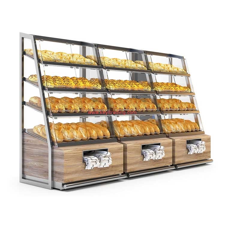 Customize Bakeshop Fitting Display Furniture Glass Showcase Retail Bread Stand Bakery Display Cabinet