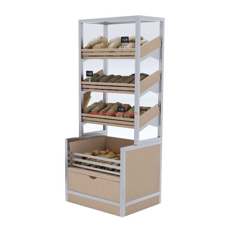 Supermarket Shelves Floor Bread Rack Display Stand Custom Bakery Display