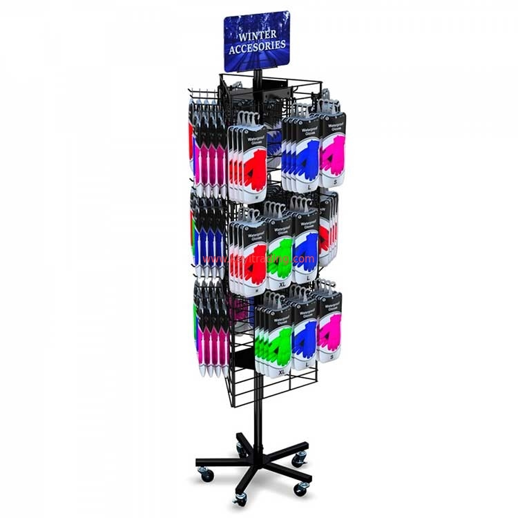3 Sided Hanging Mobile Cell Phone Accessories Display Rack Retail Floor Display