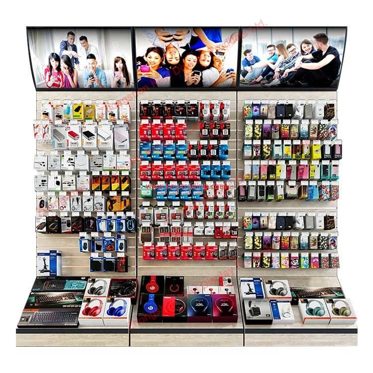 Modern Pop Mobile Phone Shop Furniture Accessories Floor Slatwall Display